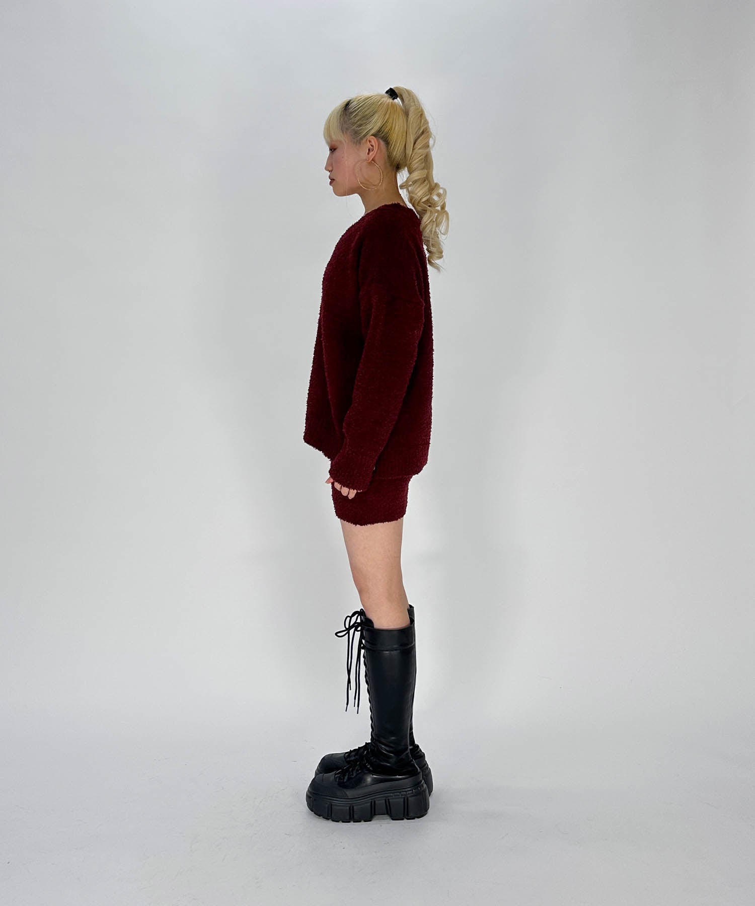 Vネックオーバーニットセットアップ