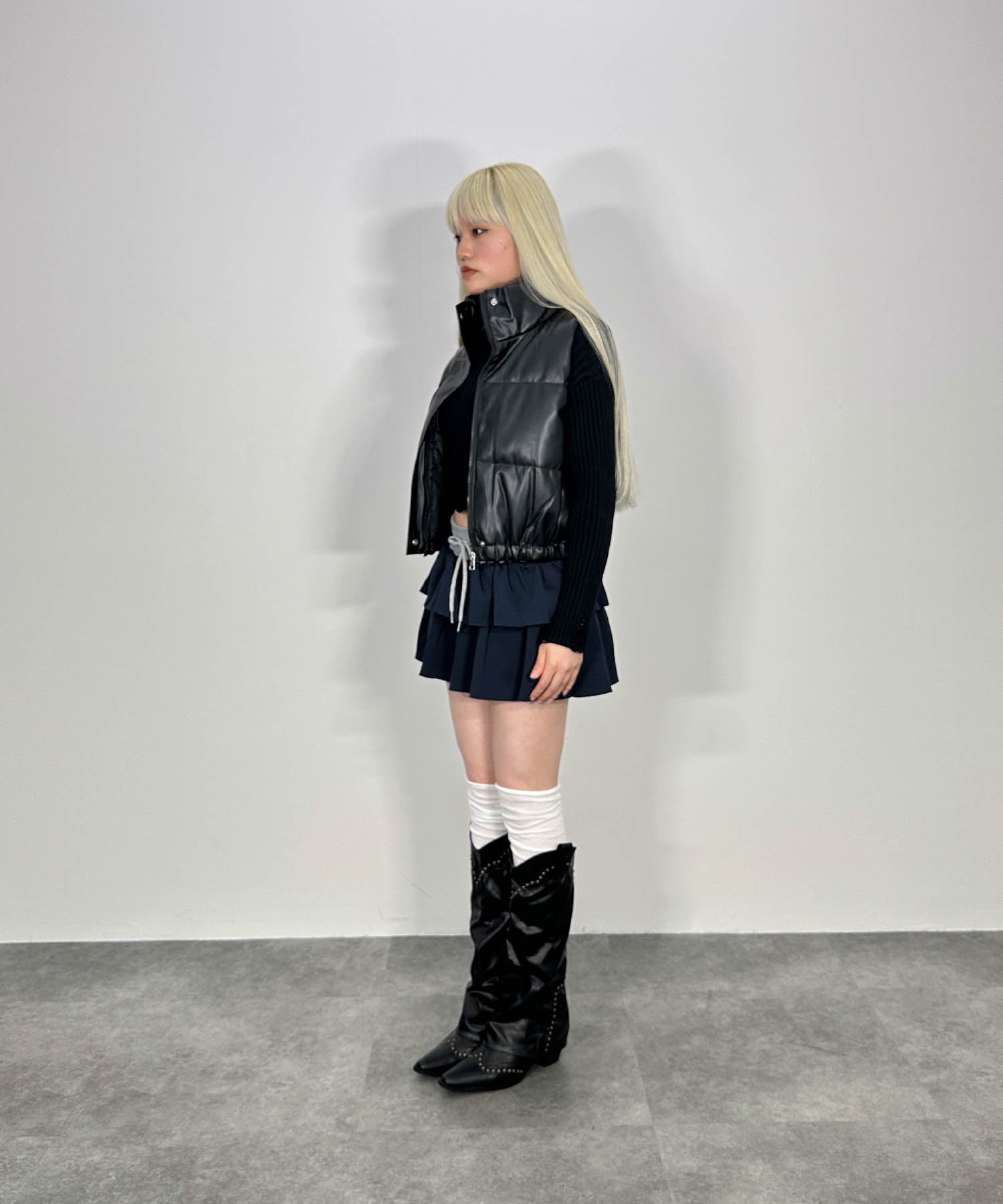 バイカラーフリルスウェットミニスカート