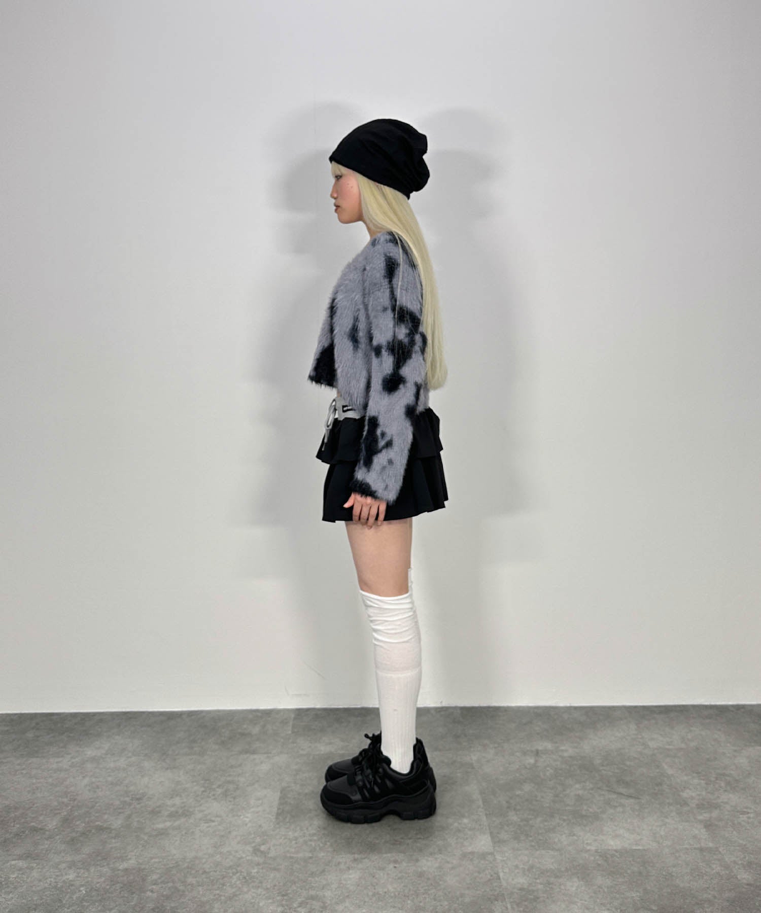 バイカラーフリルスウェットミニスカート