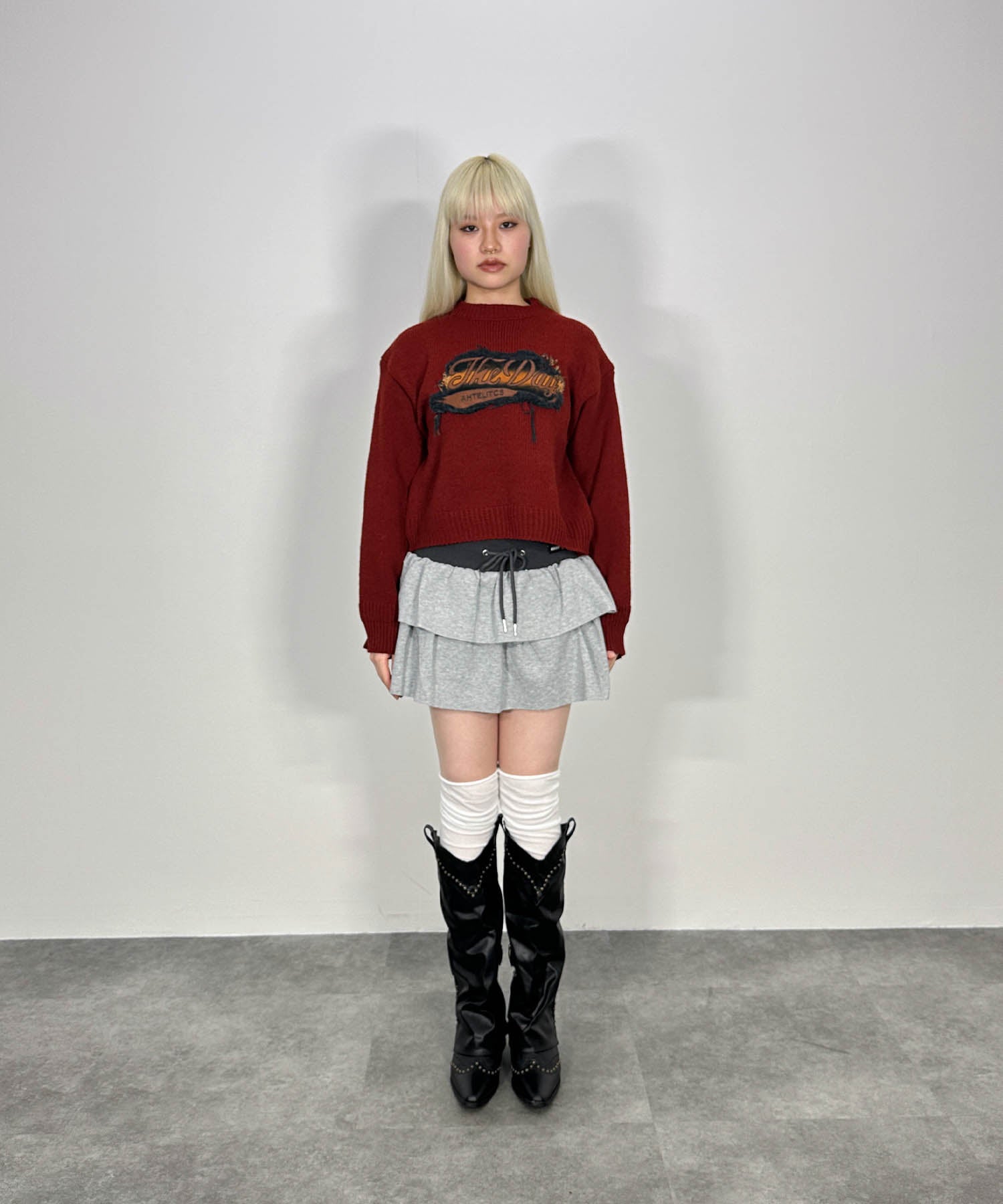 バイカラーフリルスウェットミニスカート