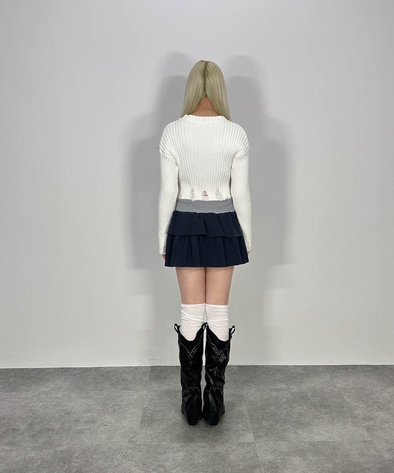 バイカラーフリルスウェットミニスカート