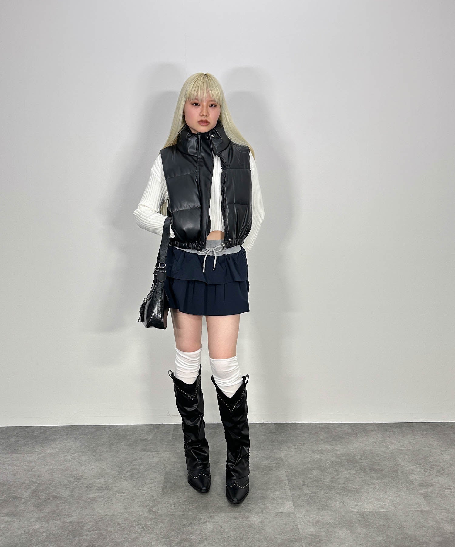 バイカラーフリルスウェットミニスカート