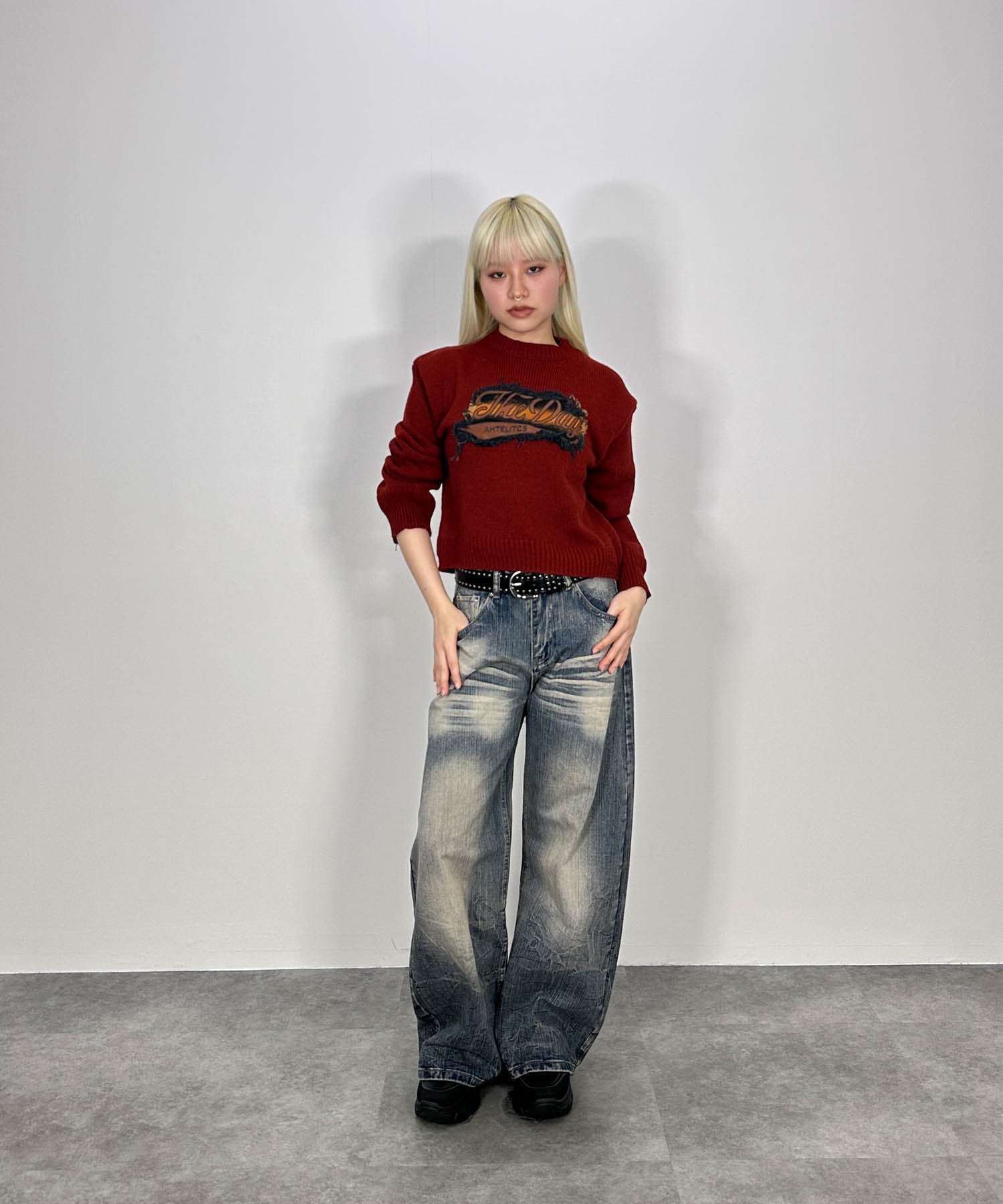 パッチデザインニットプルオーバー