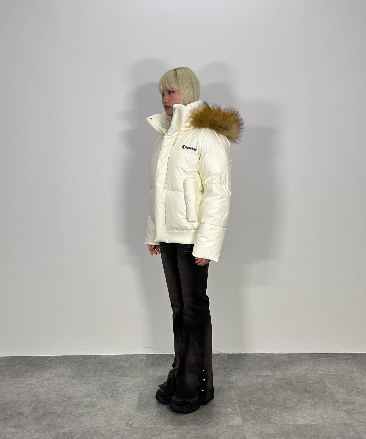 PUレザーコットンダウンジャケット