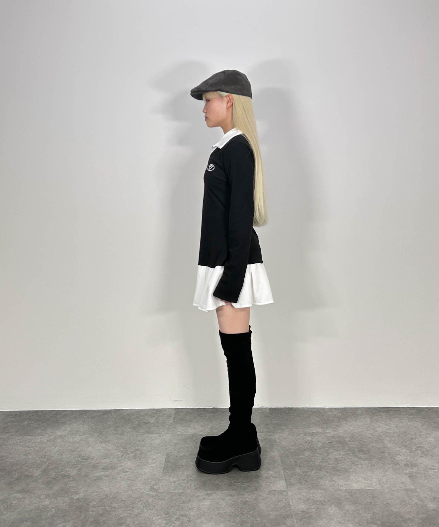 レイヤード風プリーツワンピース