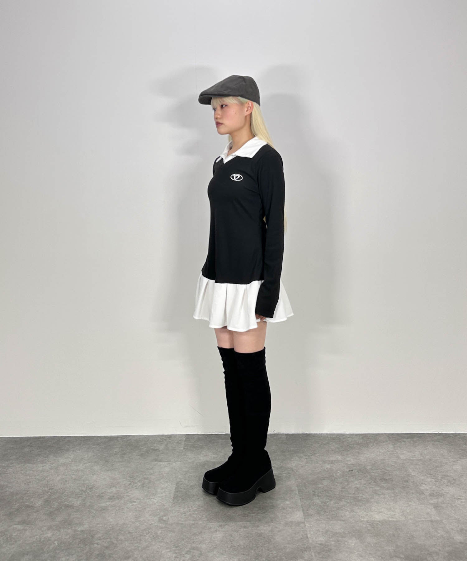 レイヤード風プリーツワンピース