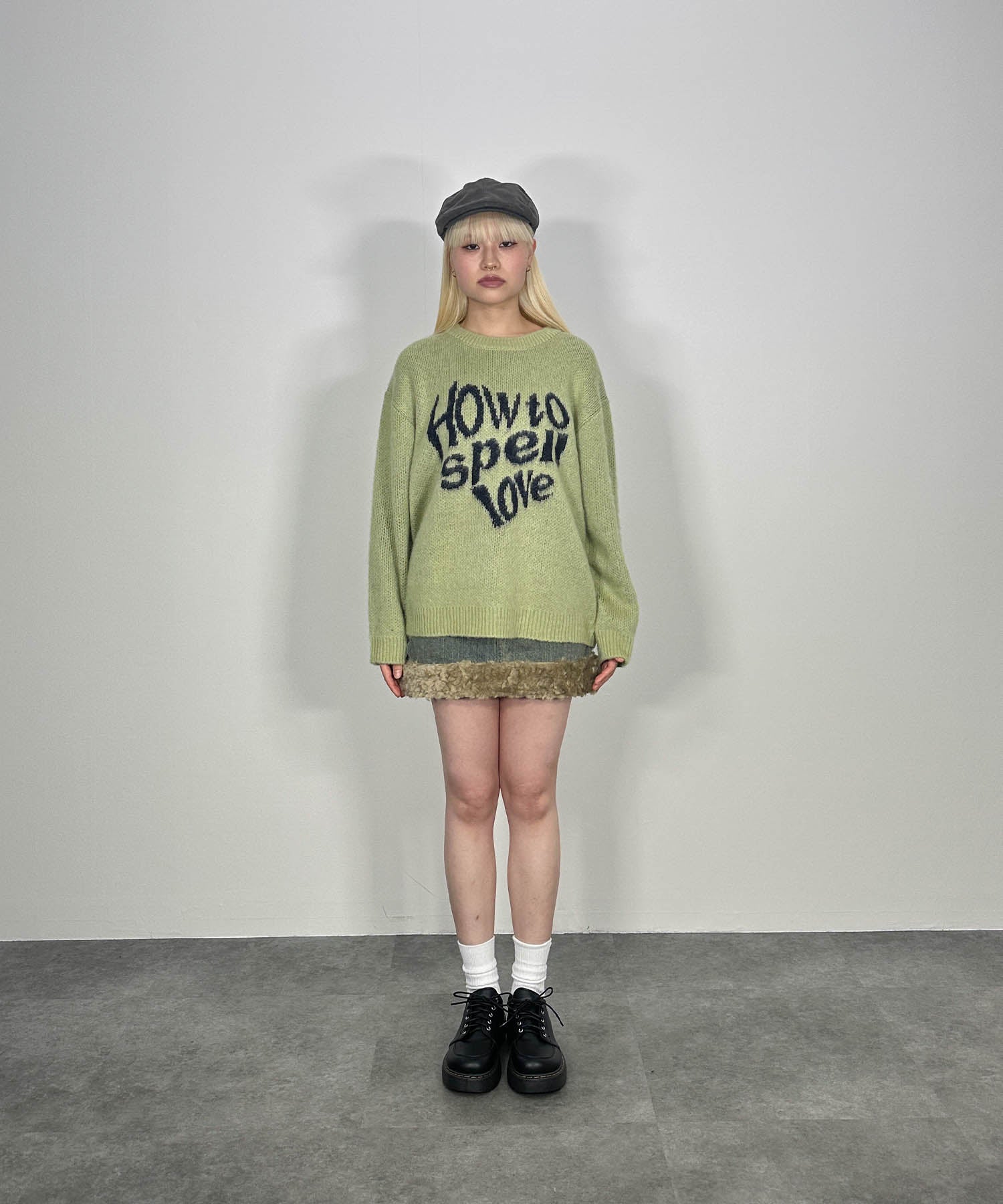 ハートレタリングニット