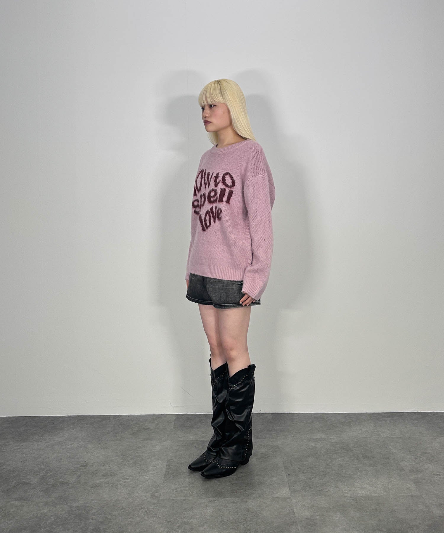 ハートレタリングニット