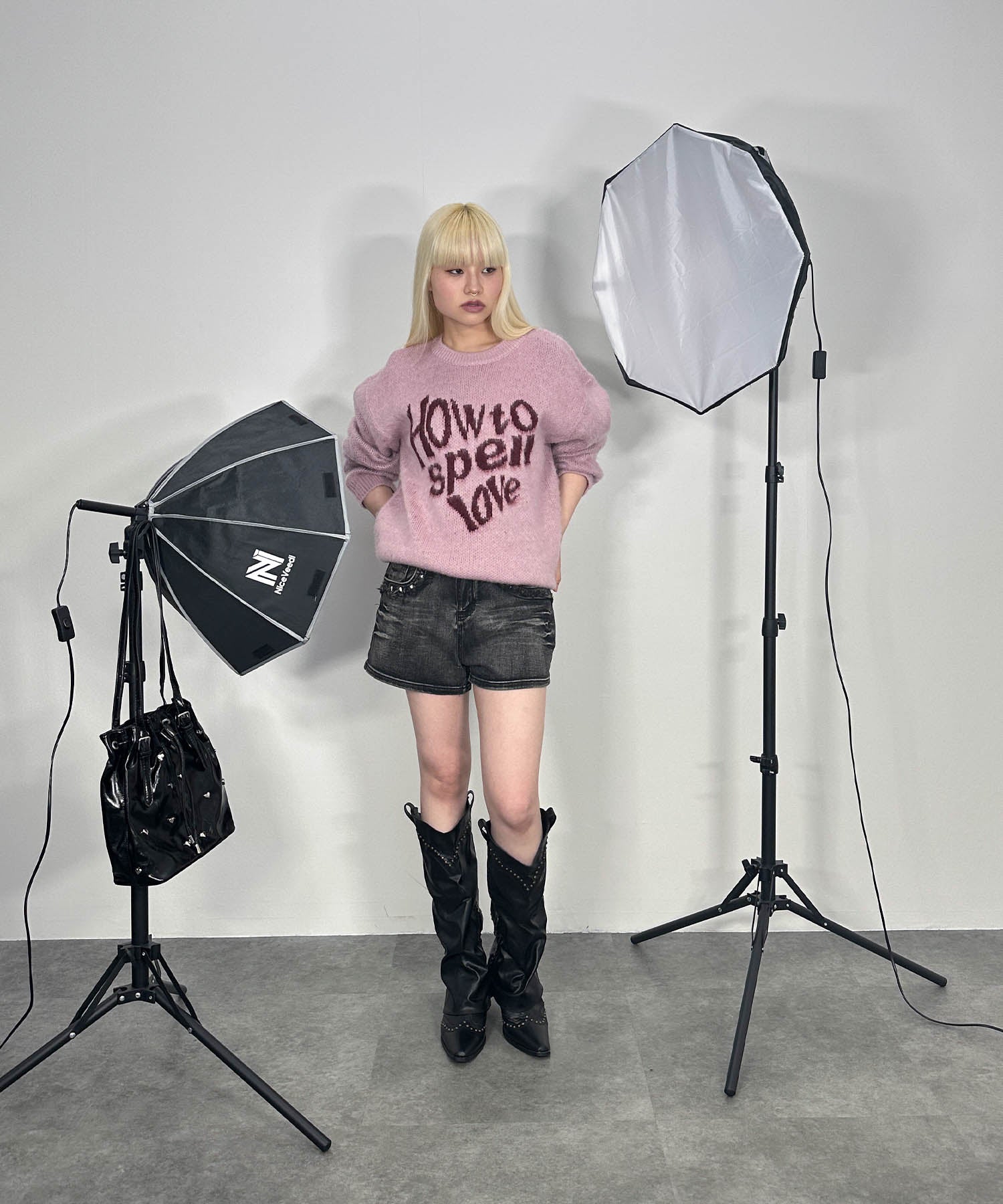 ハートレタリングニット