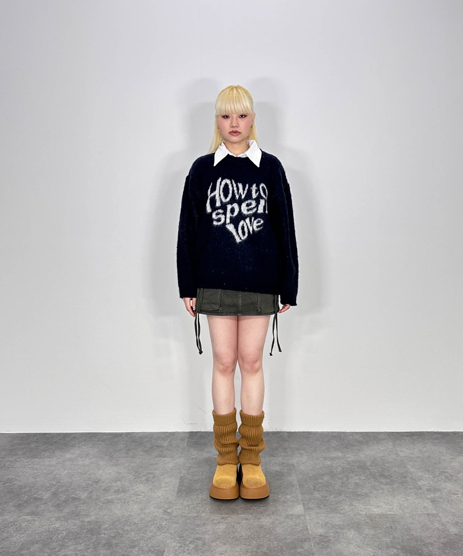 ハートレタリングニット