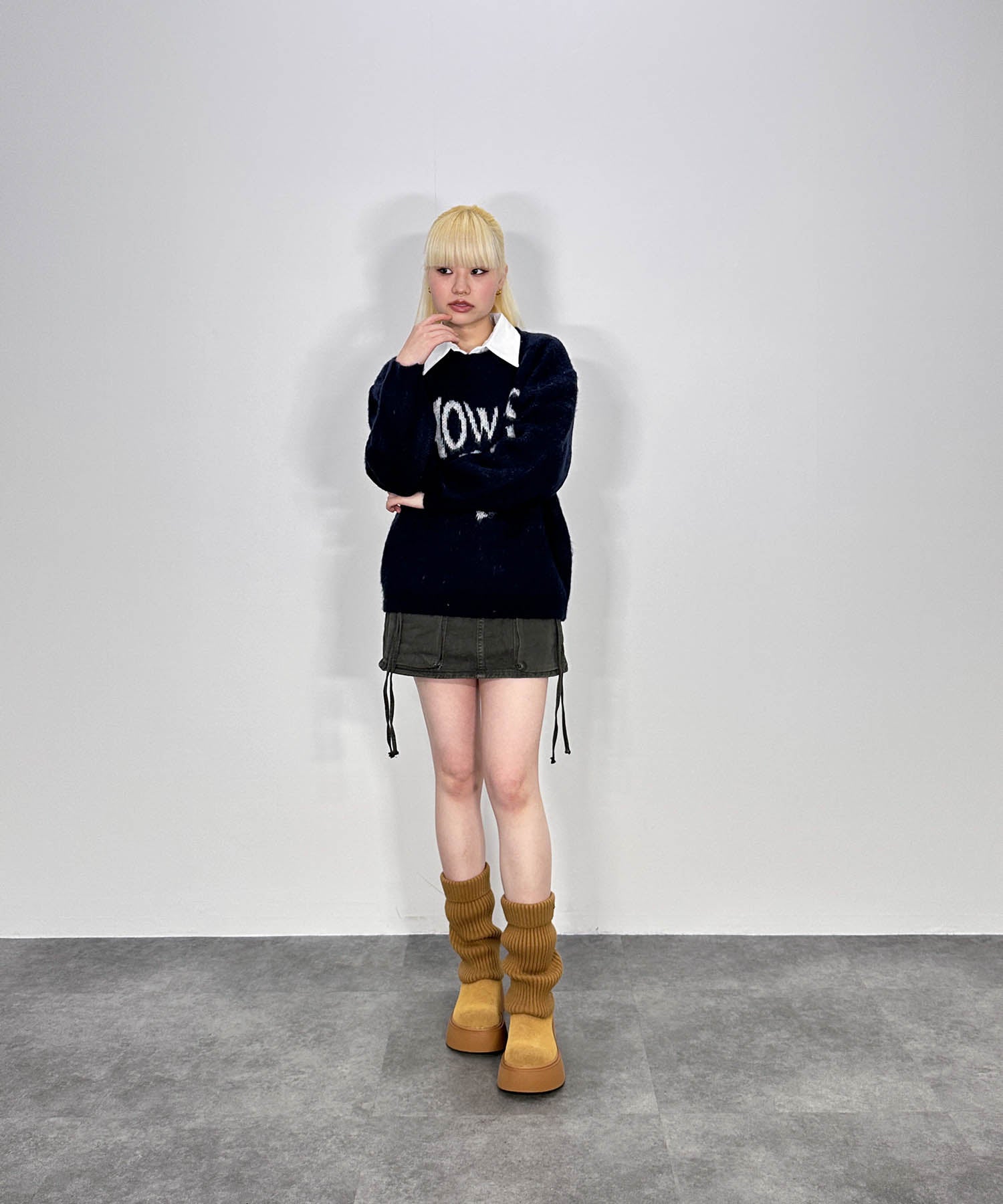 ハートレタリングニット