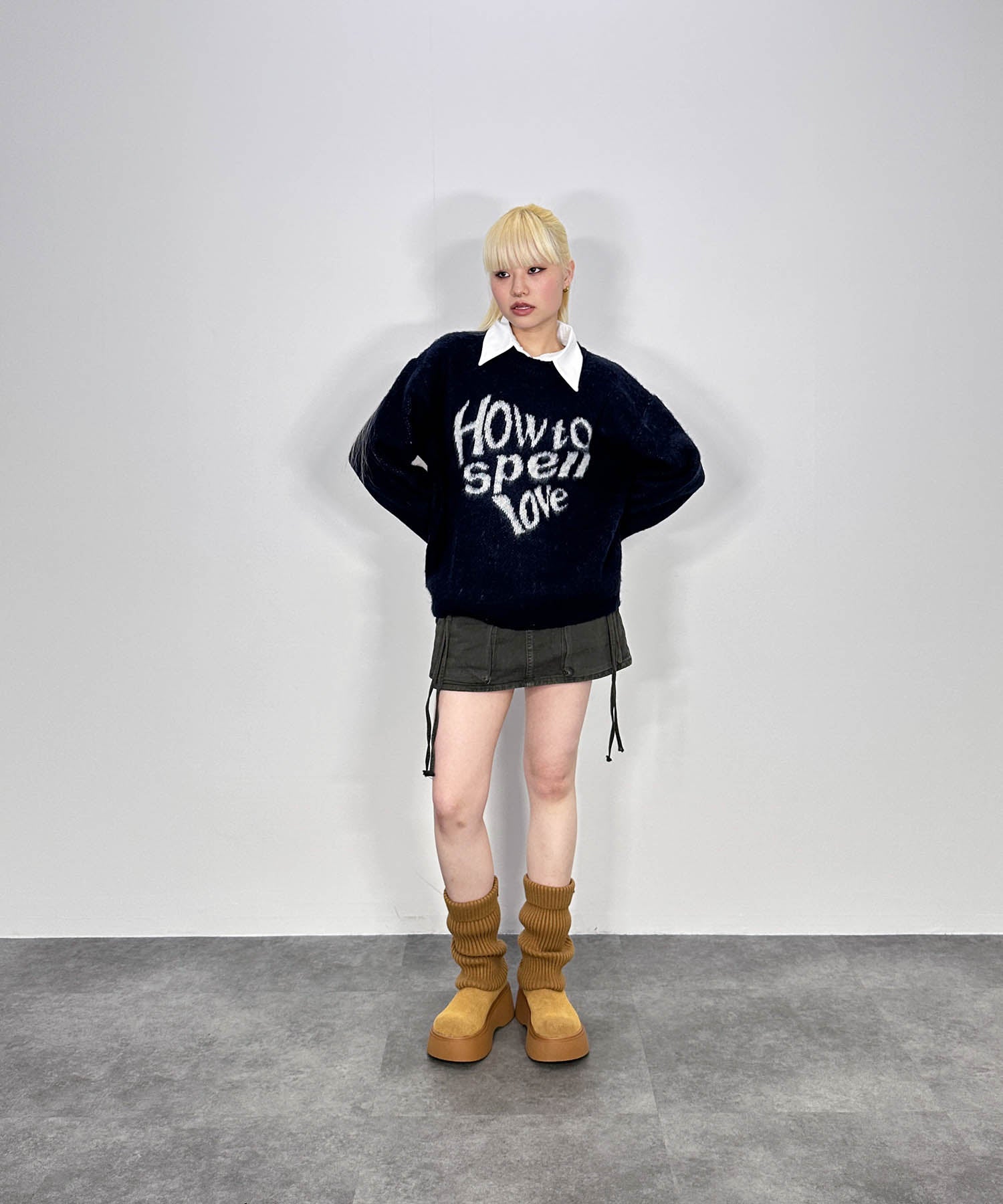 ハートレタリングニット