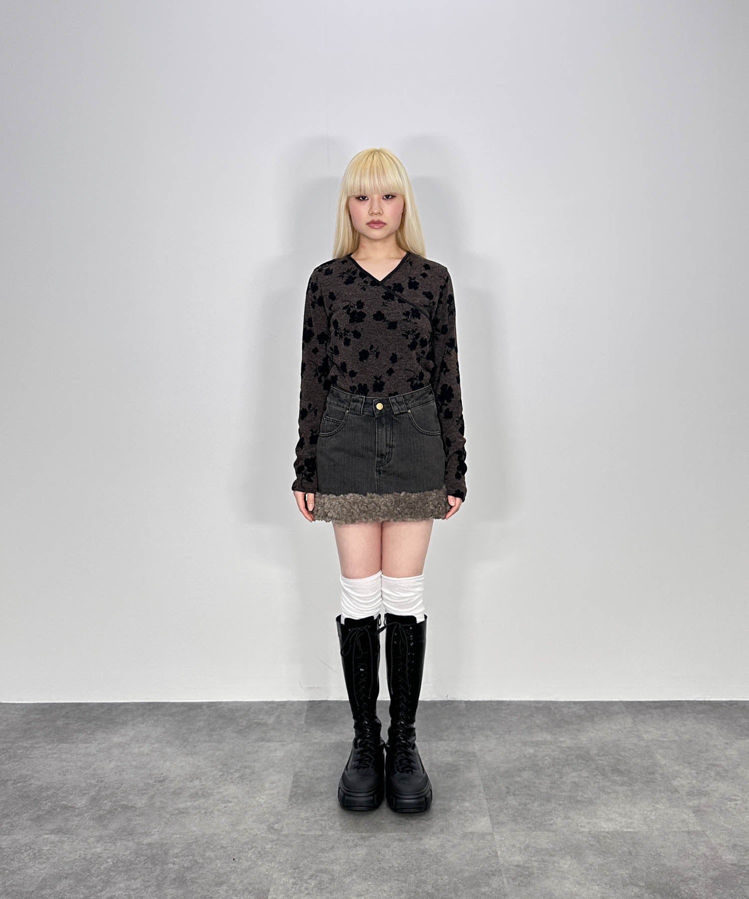 プードルデニムミニスカート