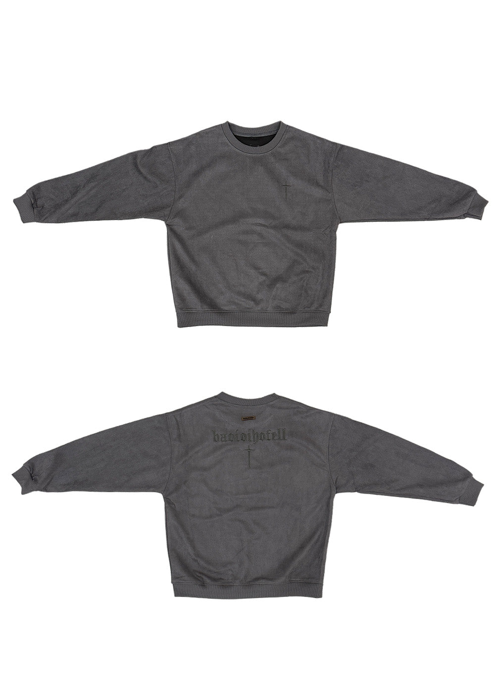 スウェード刺繍ロゴルーズスウェットトップス