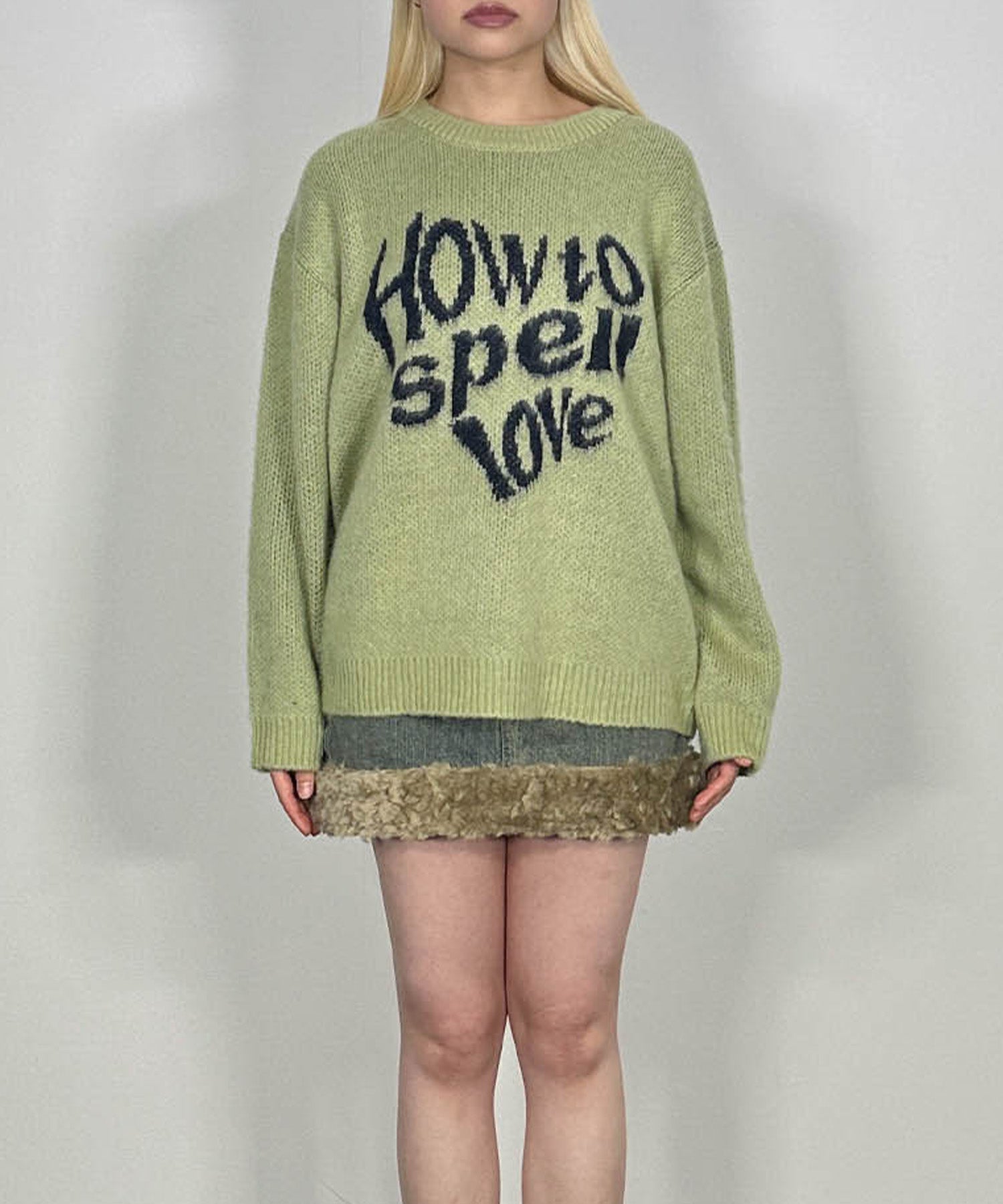 ハートレタリングニット