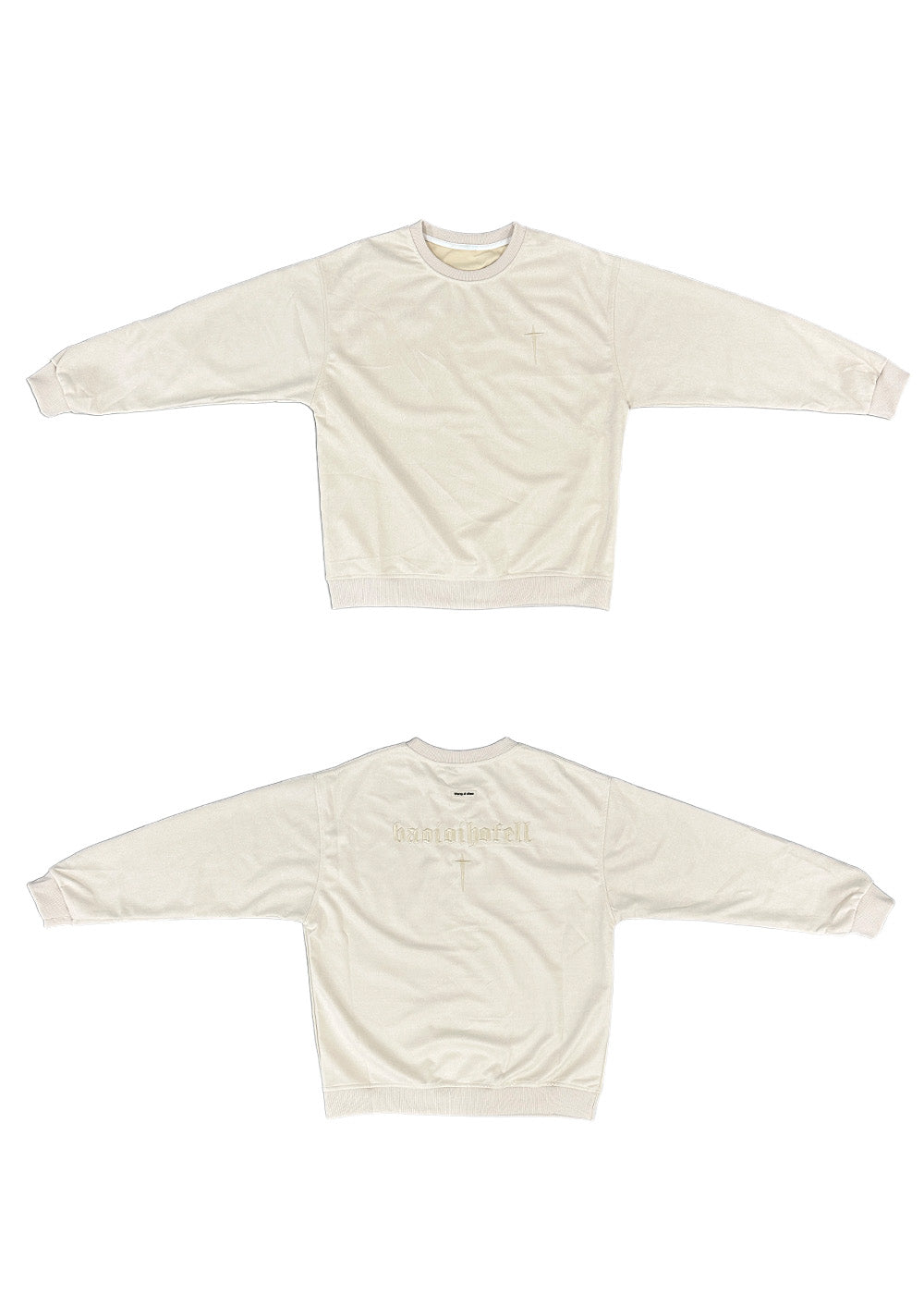 スウェード刺繍ロゴルーズスウェットトップス