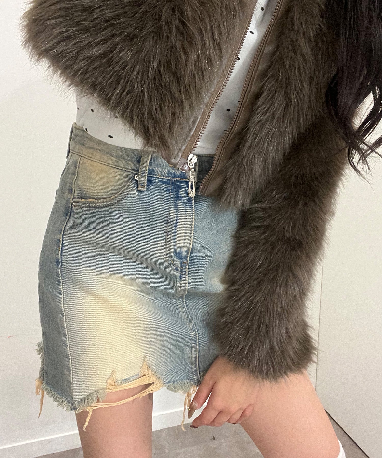 ヴィンテージ風セミデニムスカート