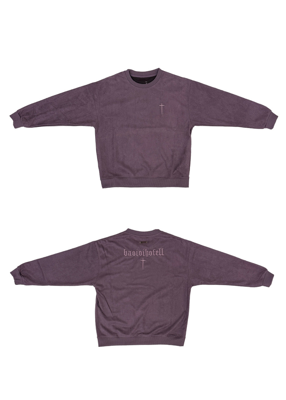 スウェード刺繍ロゴルーズスウェットトップス