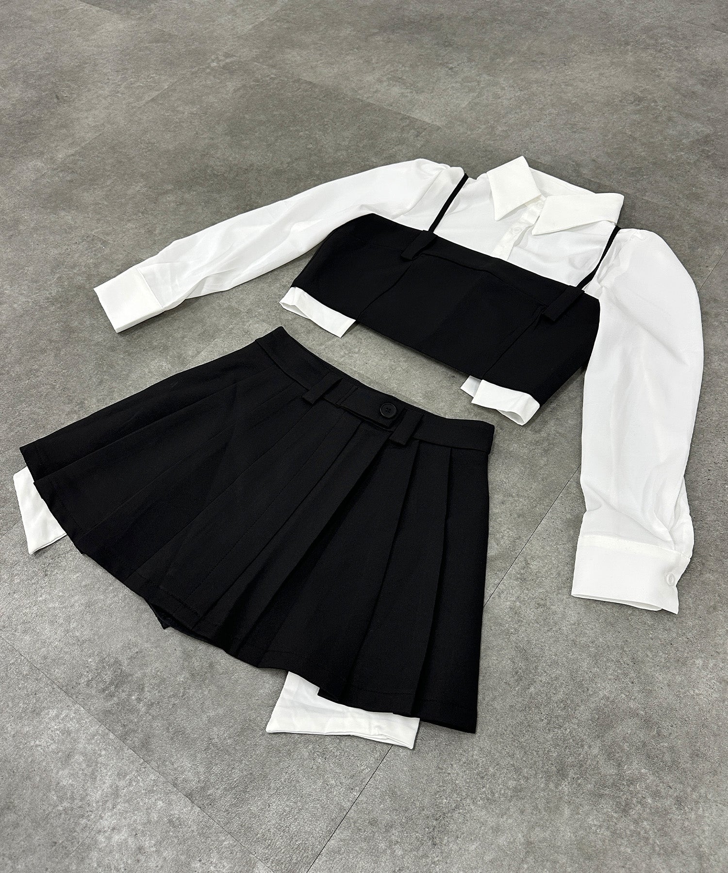 シャツレイヤードデザインセットアップ