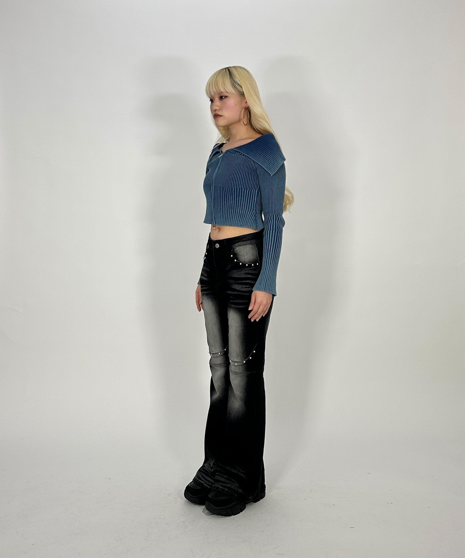 ウォッシュドダブルジップトップス