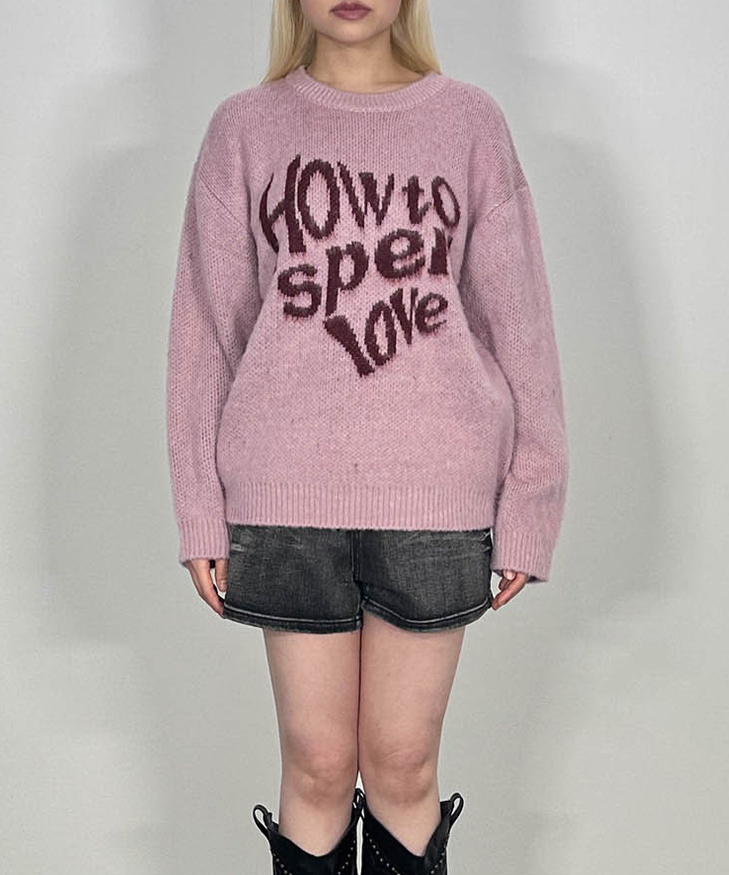 ハートレタリングニット