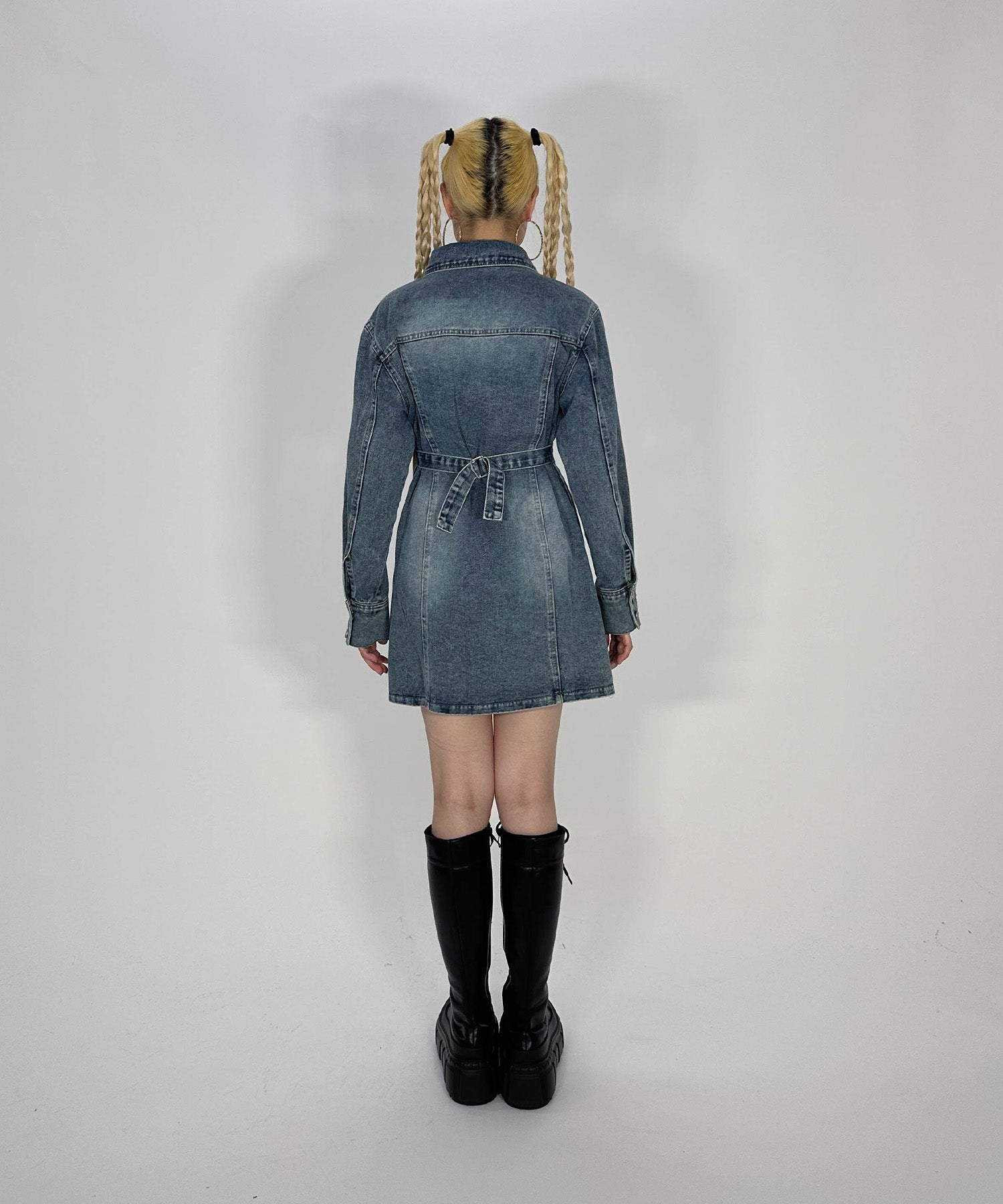 ウエストタックデニムワンピース