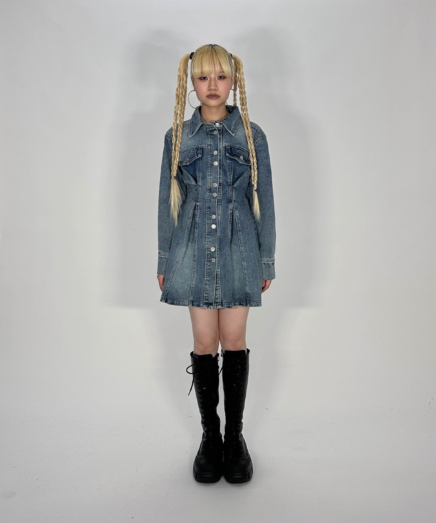 初音ミク×PIIT 限定デニムワンピース 未開封タグ付 ウエストタックデニムワンピース