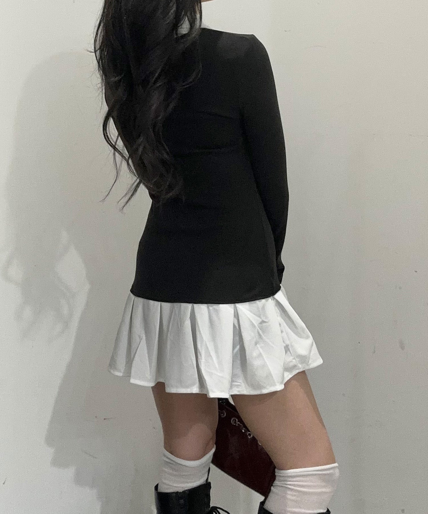 レイヤード風プリーツワンピース