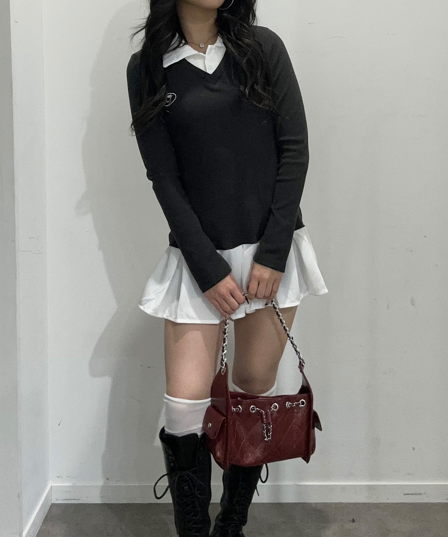 レイヤード風プリーツワンピース