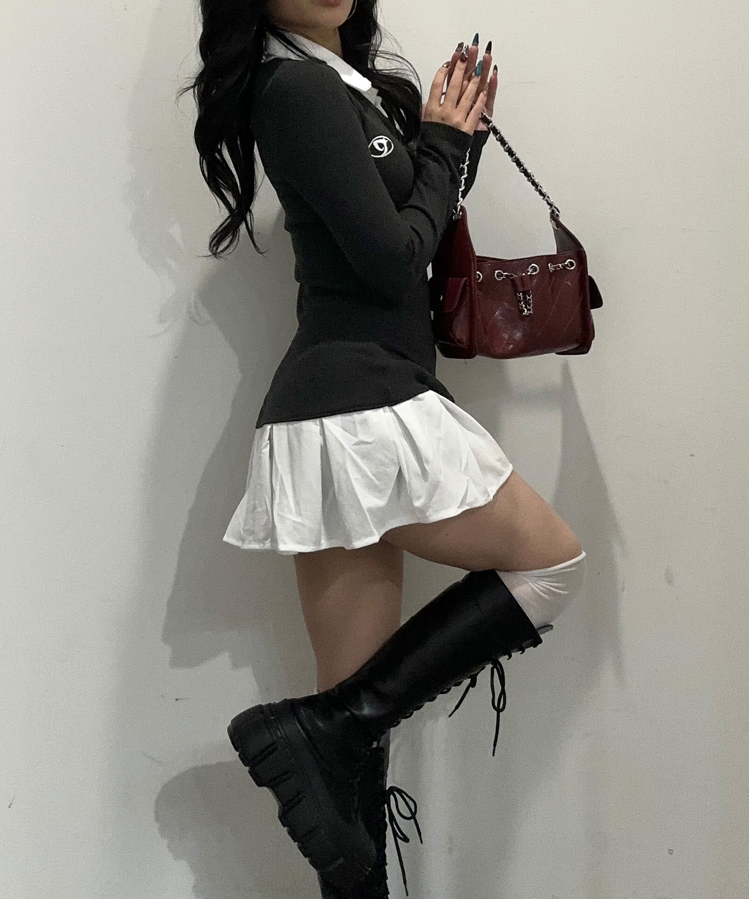 レイヤード風プリーツワンピース