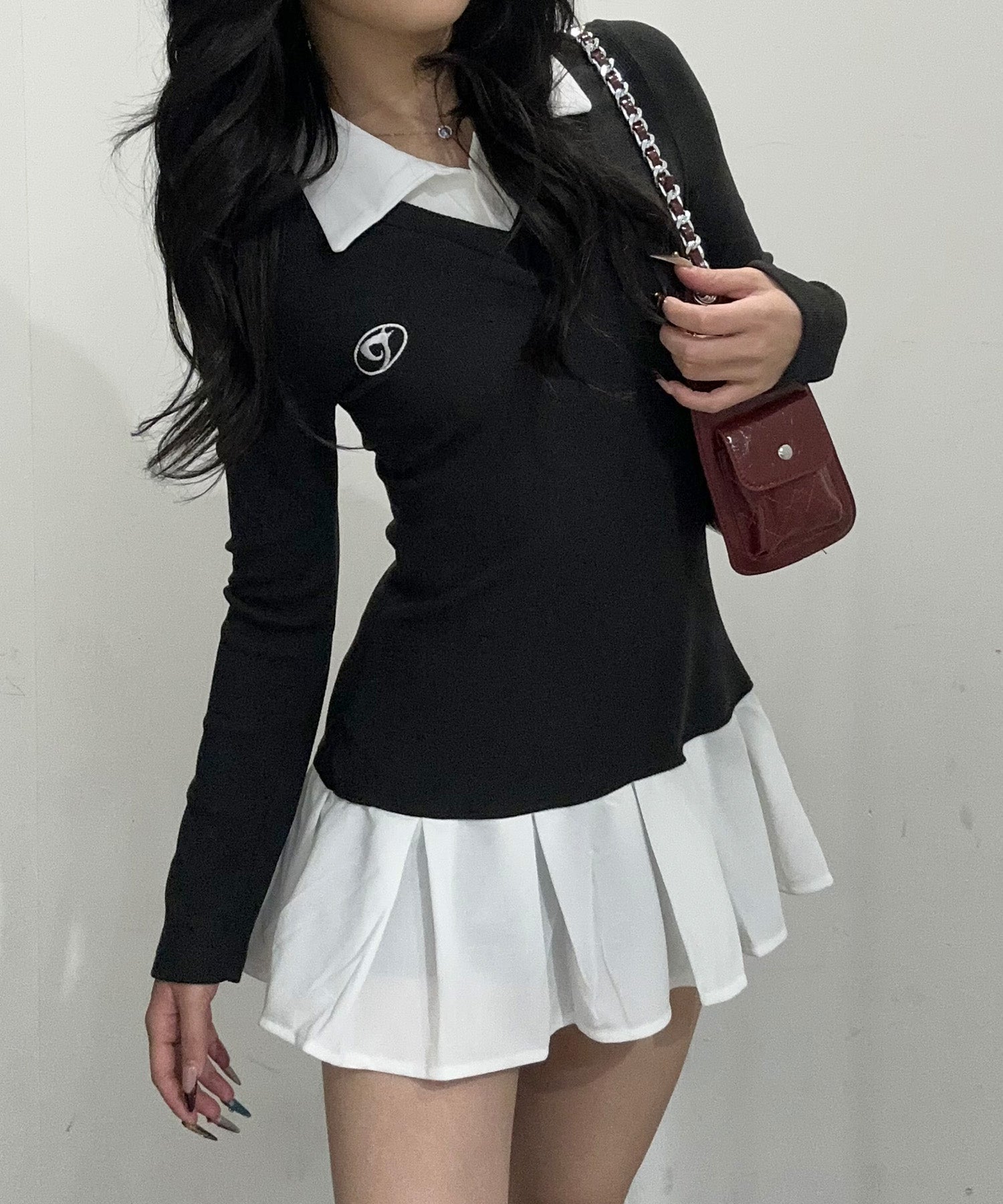 レイヤード風プリーツワンピース