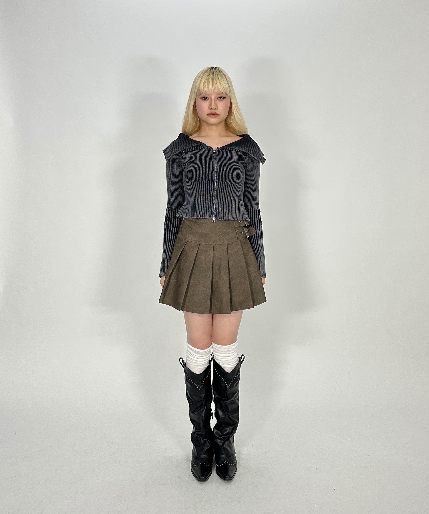 ウォッシュドダブルジップトップス