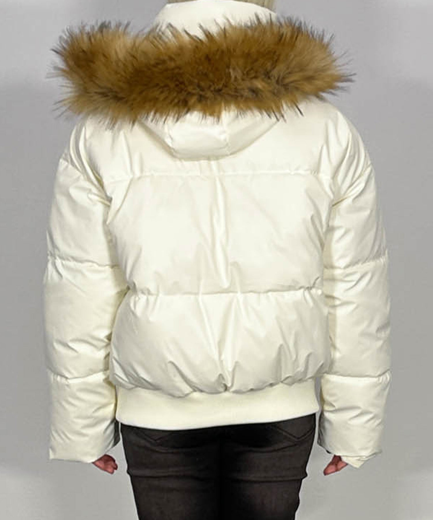 PUレザーコットンダウンジャケット