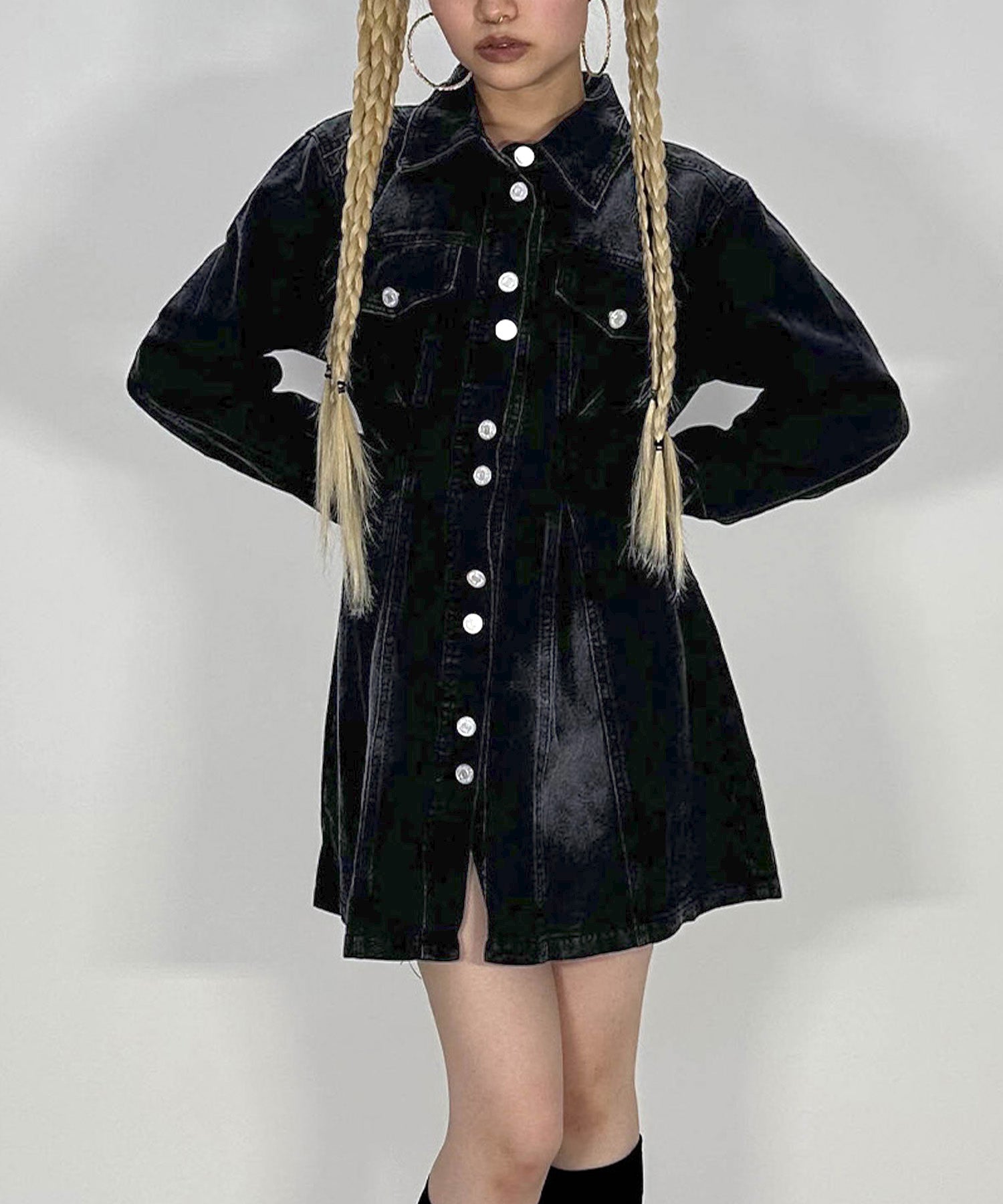 ウエストタックデニムワンピース