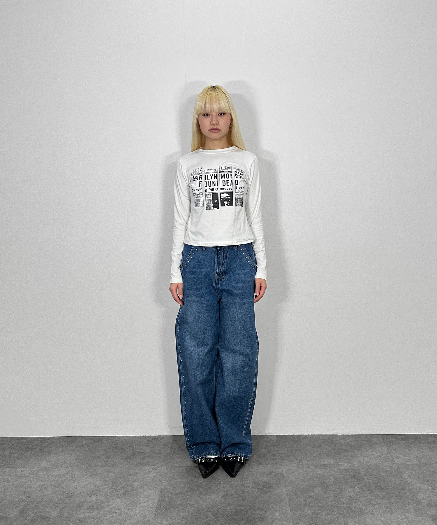 アイレットストレートデニムパンツ