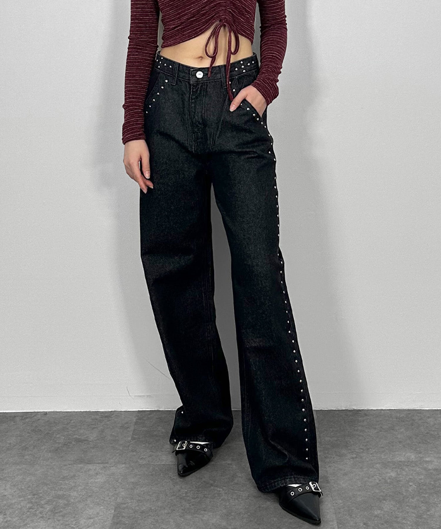 アイレットストレートデニムパンツ