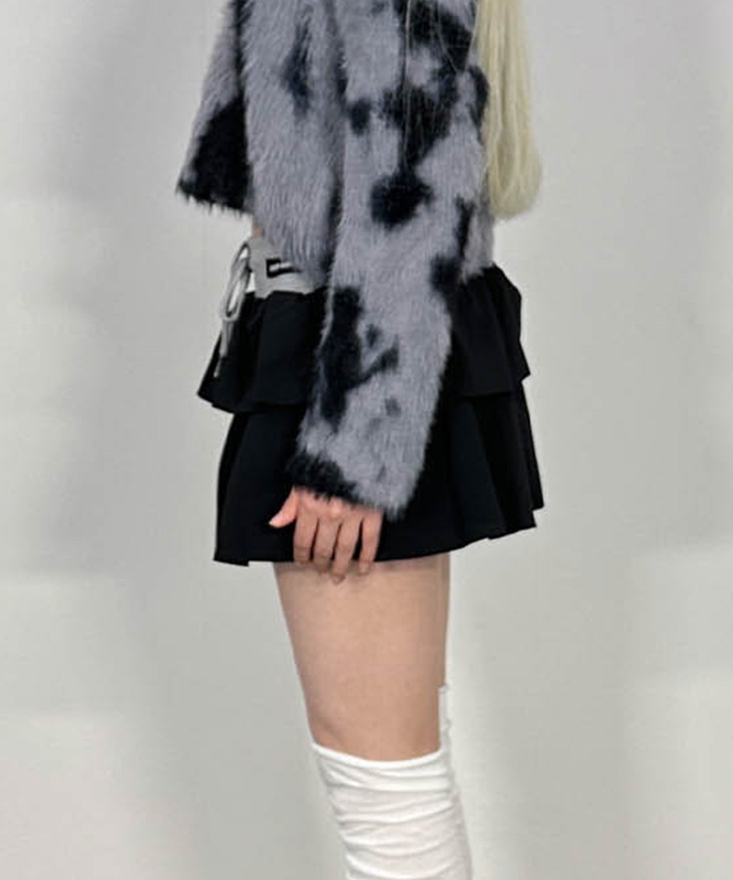 バイカラーフリルスウェットミニスカート