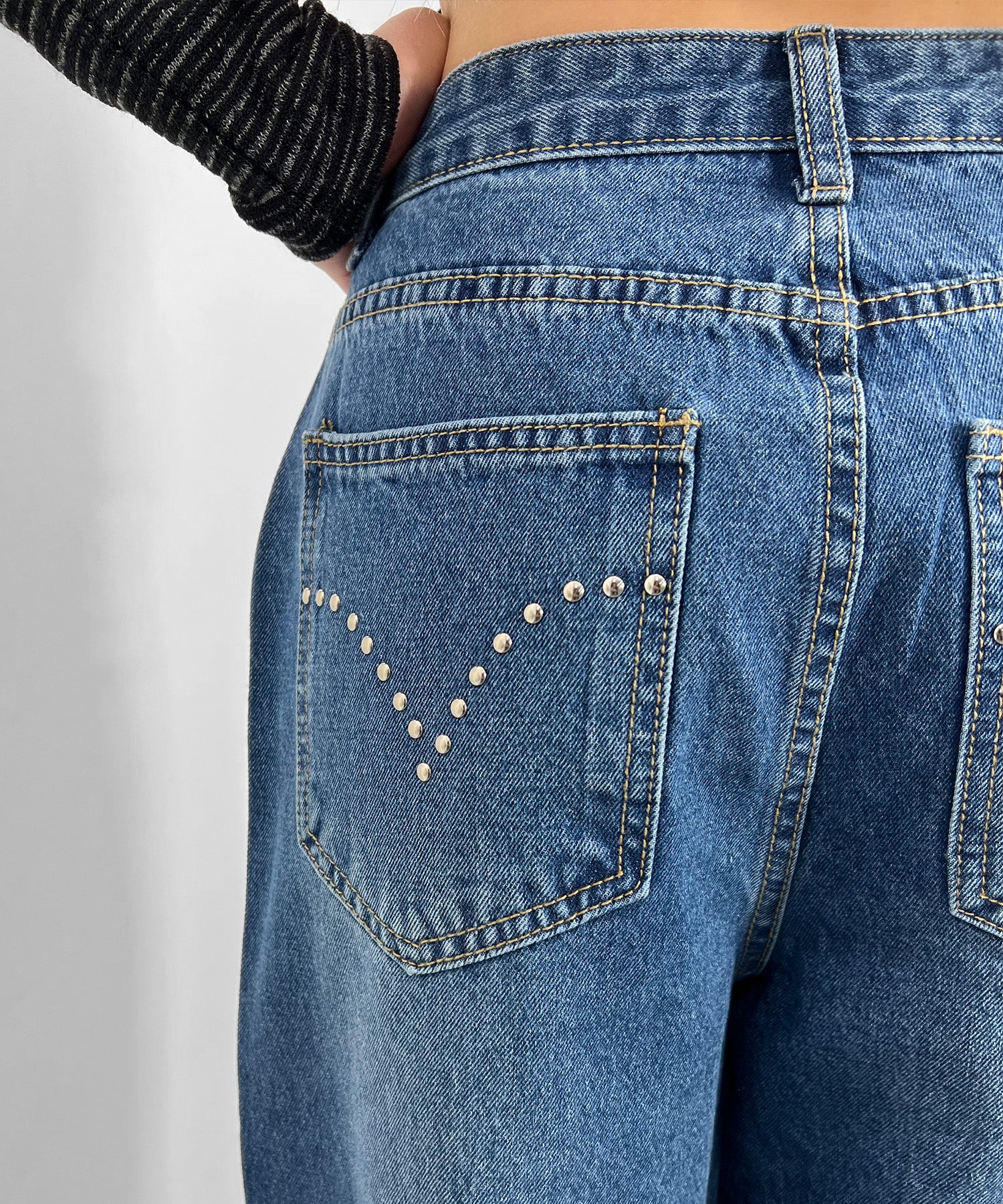 アイレットストレートデニムパンツ