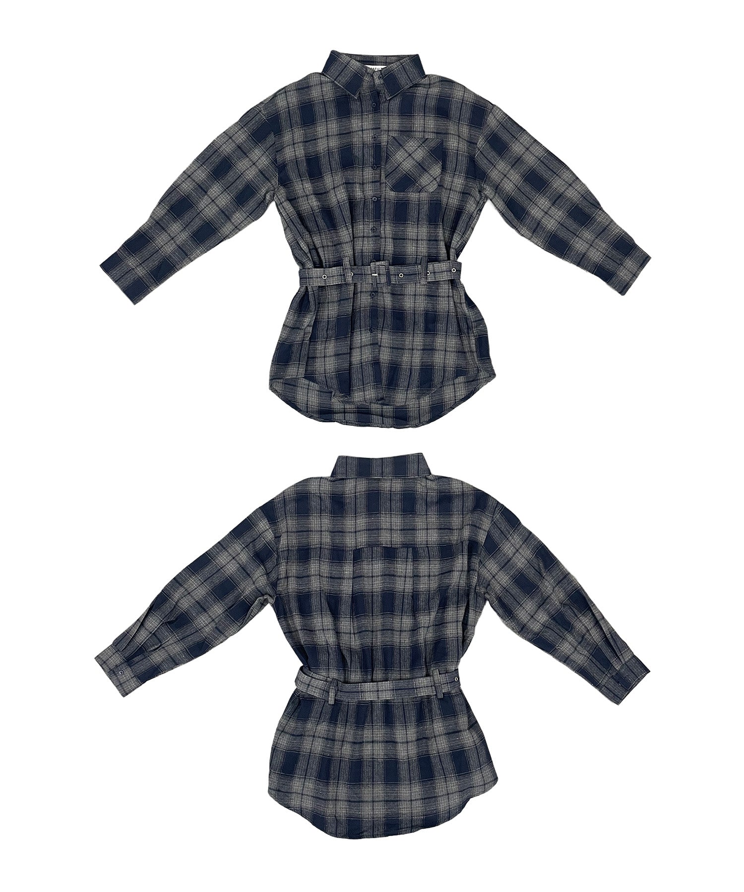 ベルトチェックシャツ